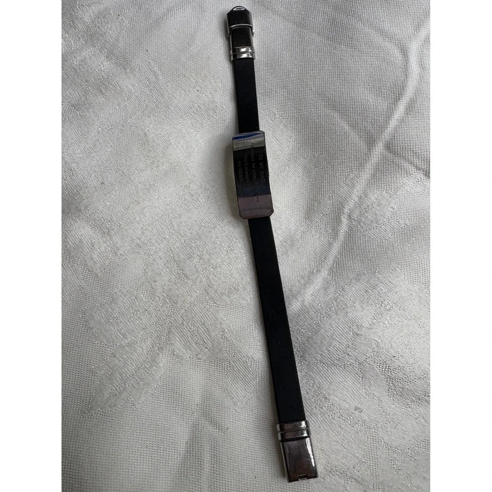 Mens Stainless Steel Black Rubber ID Bracelet To My Dad Youll Always Be My Hero